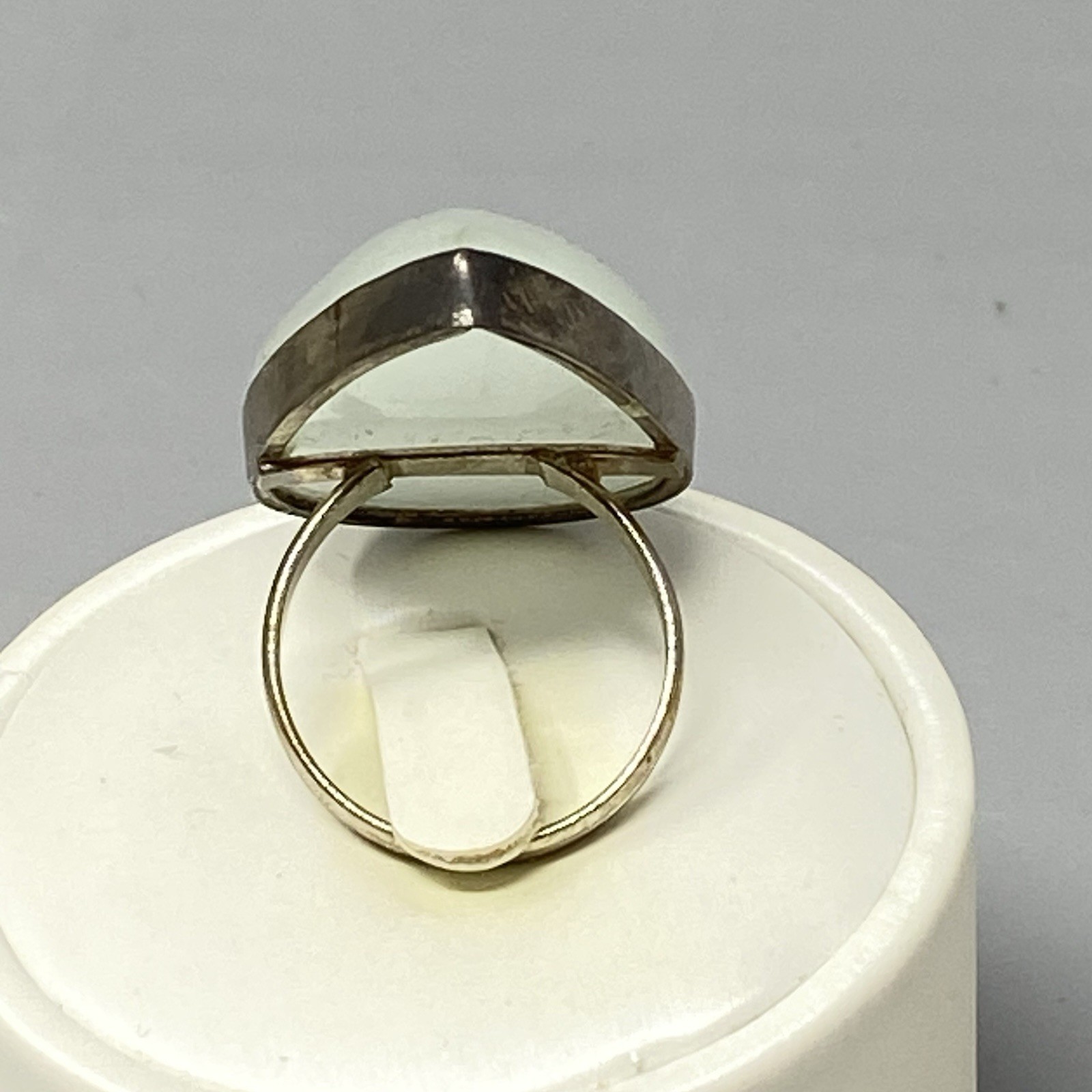 Creamy White Stone Ring Large Teardrop Chunky Retro Bohemian Marked 925 Size 8