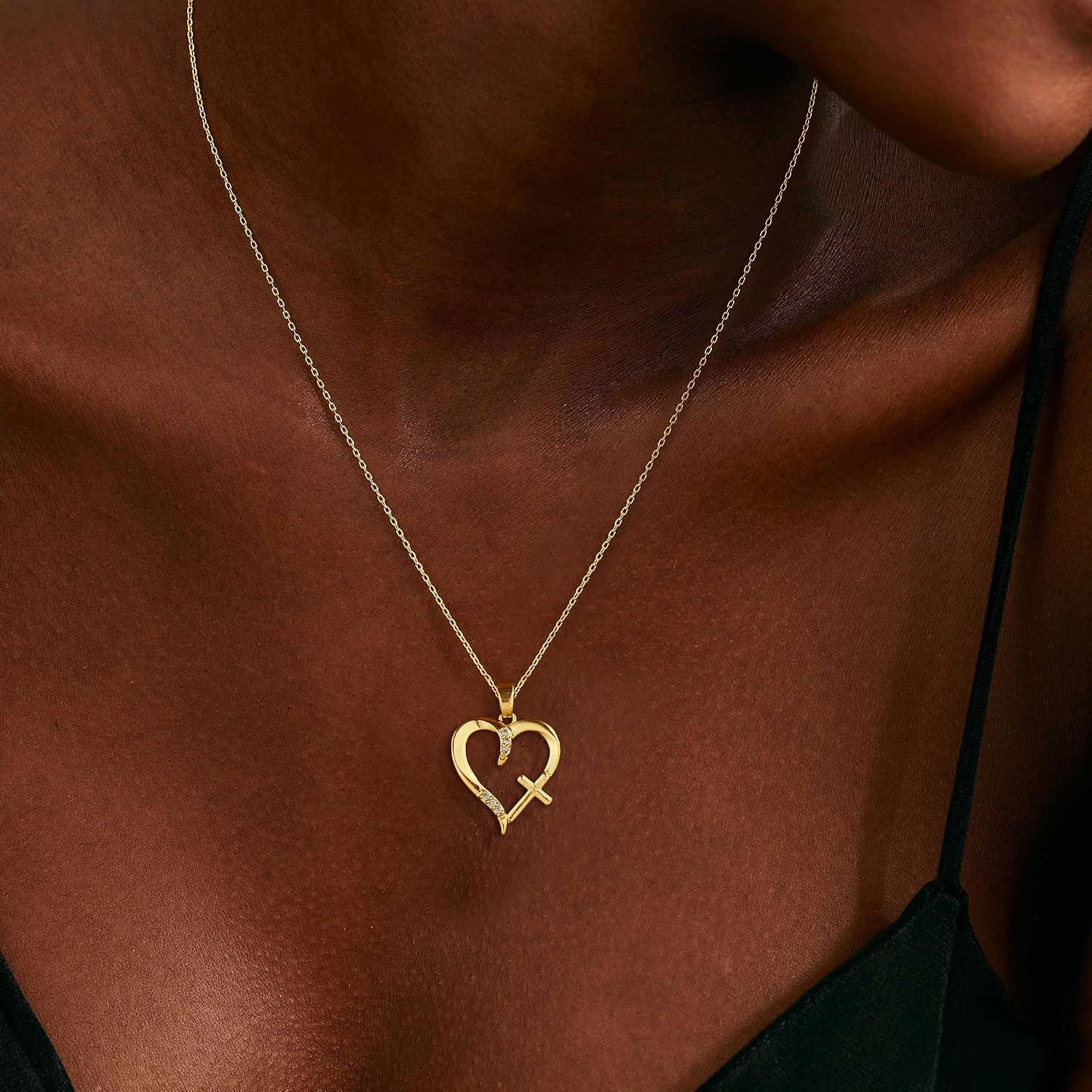 Cross Necklace for Women 14K Gold Silver Plated Necklace Layered Gold Cross Neck