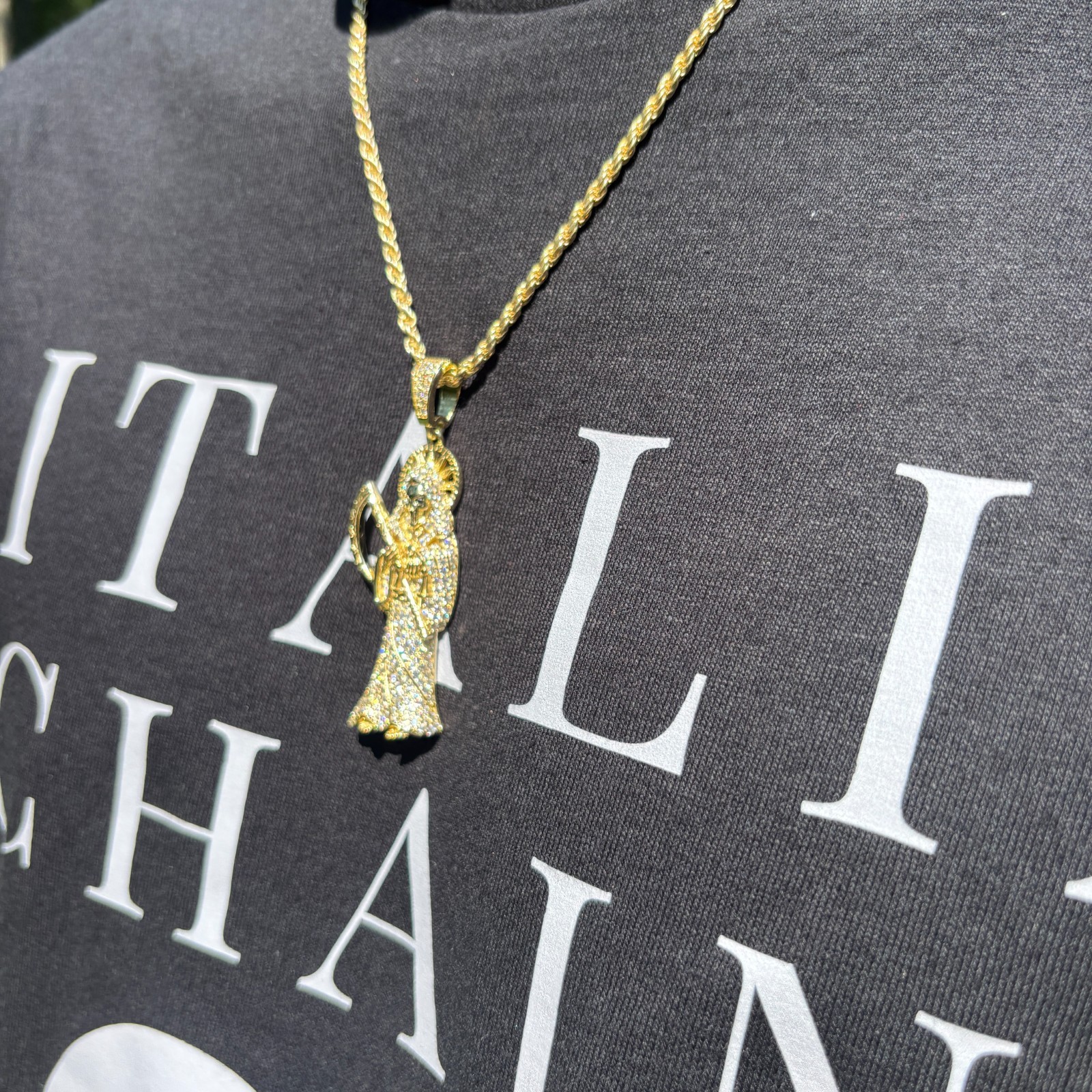 Moissanite Grim Reaper Pendant – Solid 925 Sterling Silver Or 14k Gold Vermeil
