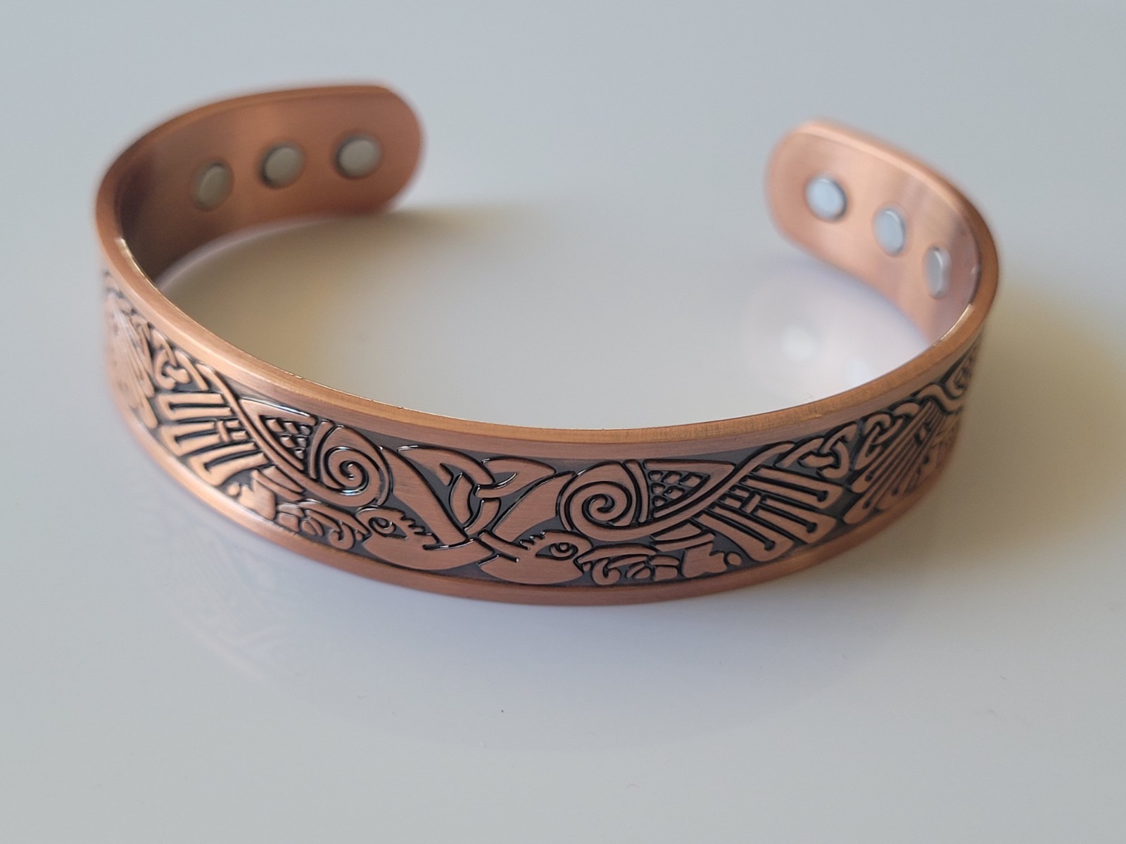 2 Pack Pure Copper Magnetic Bracelet Arthritis Pain Therapy Cuff Celtic Phoenix