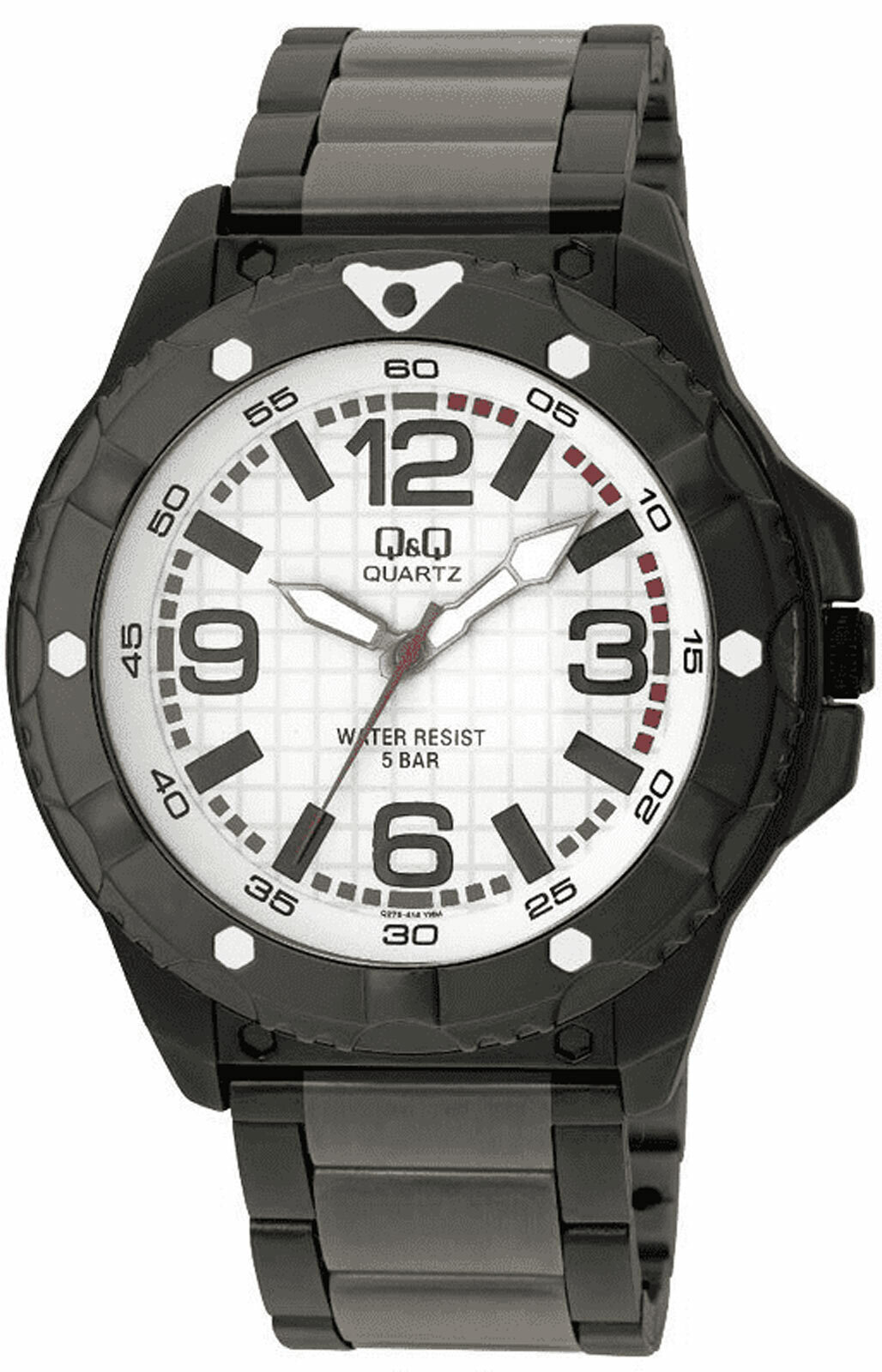 Q&Q by Citizen Q276J414Y Men’s Analog Watch Black Steel Bracelet NO BOX