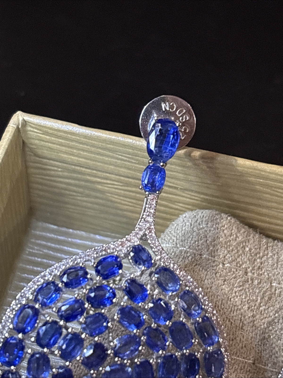 Sterling Silver 14.24tw Oval Deep Kyanite & 0.95ctw White Zircon Drop Earrings