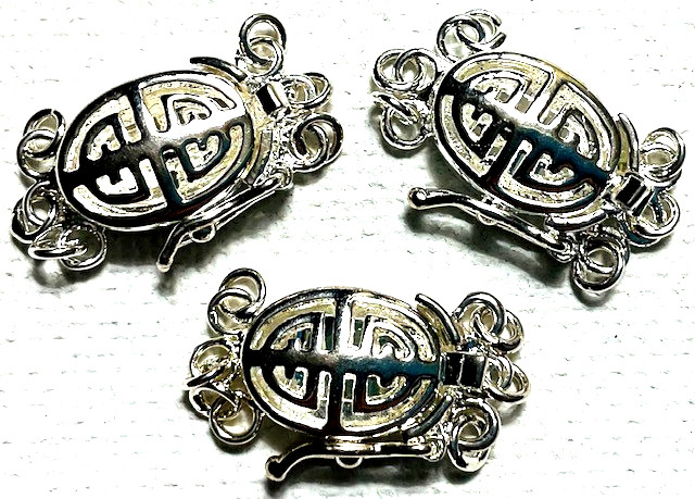 Silver Tone Triple Strand “Longevity” Oval Box Clasp Trio