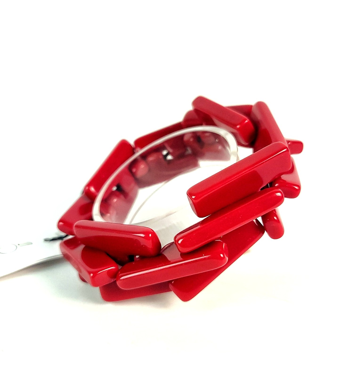 Sobral Neoconcretismo 1WJP Opaque Polished Red Beads Artist Made Stretch Bracele