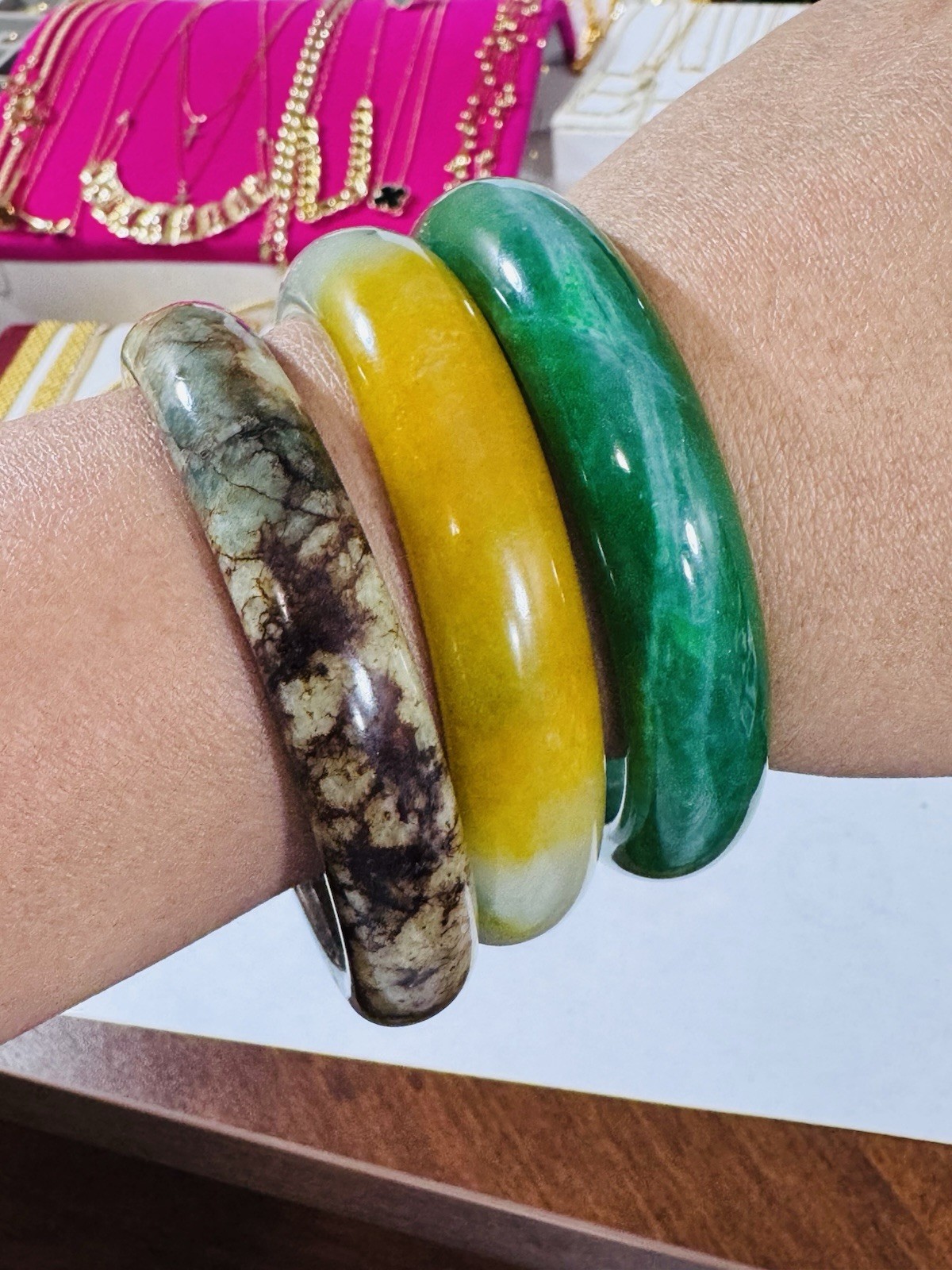 New Burmese Jade High Grade Brown Bangle Fits 5.5”-7.5”/16-18cm 49.13g 12.7/13mm