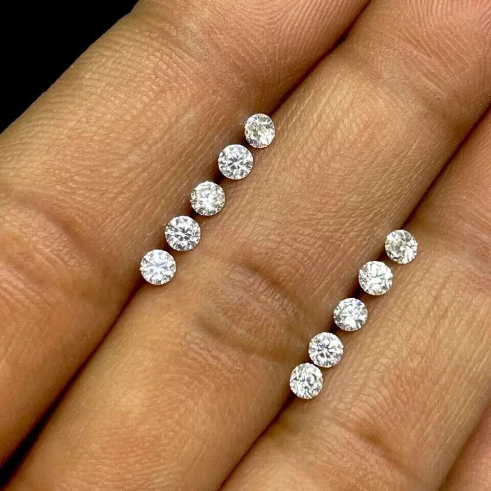 1 Ct Premium White Diamond Set 10 Pcs 3mm Round Cut, VVS1, D Grade Certified W10