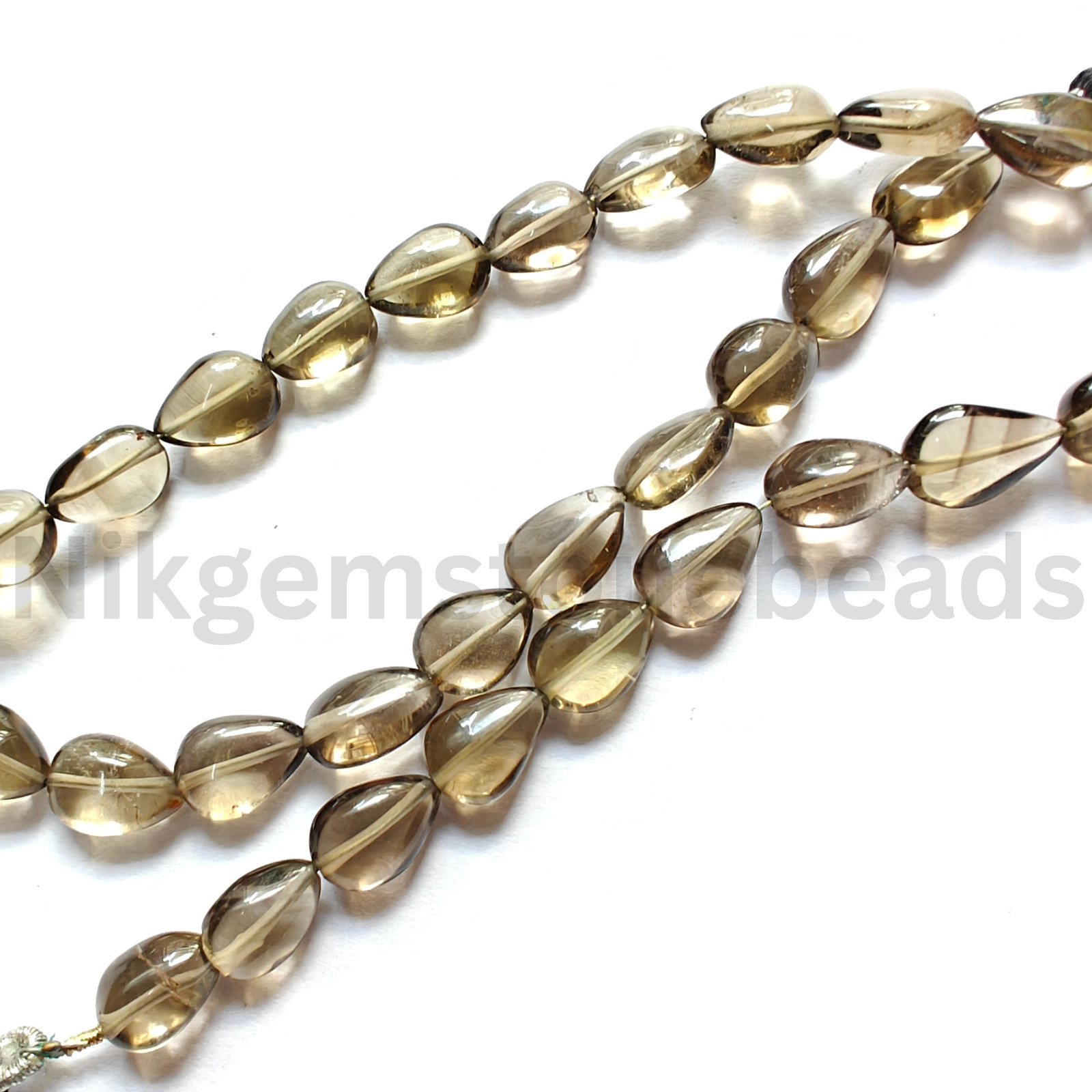 Natural Black Smokey Quartz Stone, Smooth & Plain Pear Cut Beads, 9.75-11.00 MM.