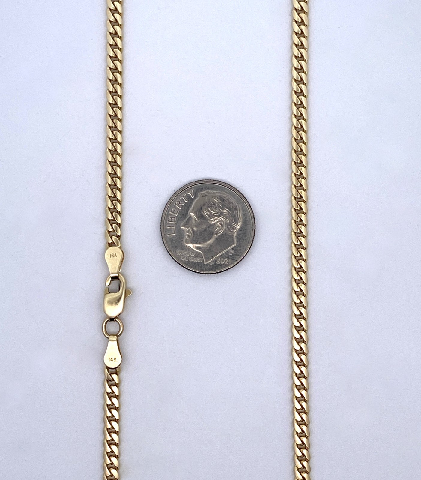 Solid 14K Yellow Gold Miami Cuban Link Necklace Chain 3mm 24.5″ 19.2g Curb