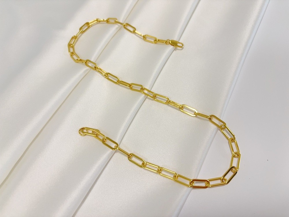 18k Yellow Gold 7mm Paperclip Chain Dainty Link Necklace Womens Mens 22″- 28″