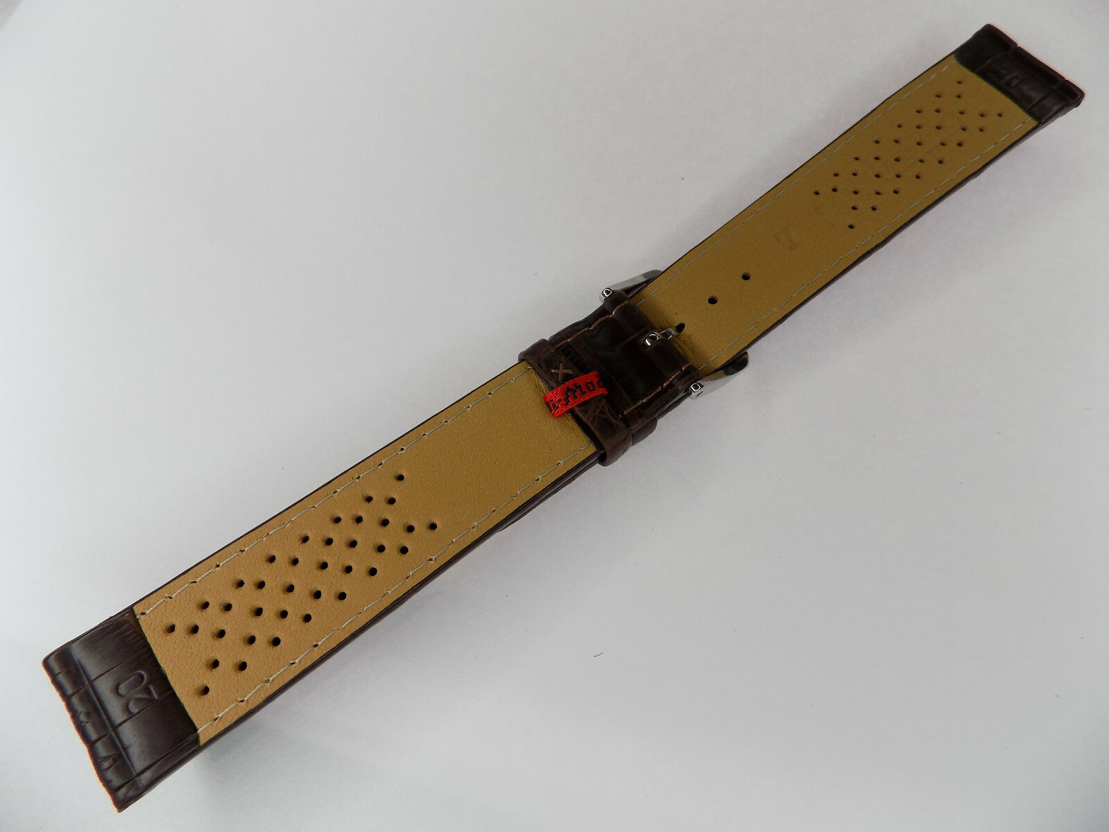 NATURAL SKIN VARIES Di-Modell Brown Genuine Alligator 20mm EXTRA LONG Watch Band