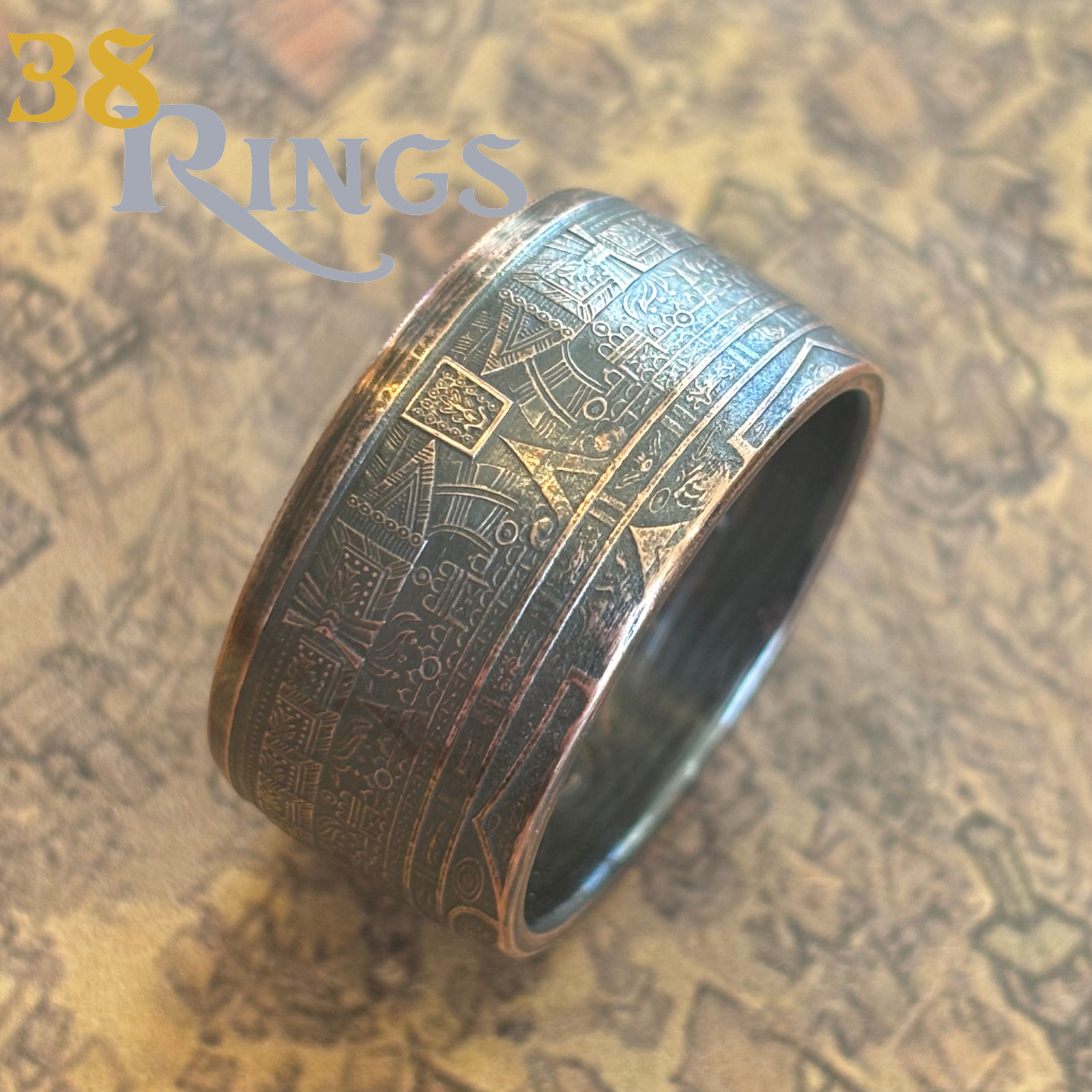 COPPER Aztec Calendar Coin Ring 1 toz USA America Handmade SIZE 5-13 JEWELRY GSM
