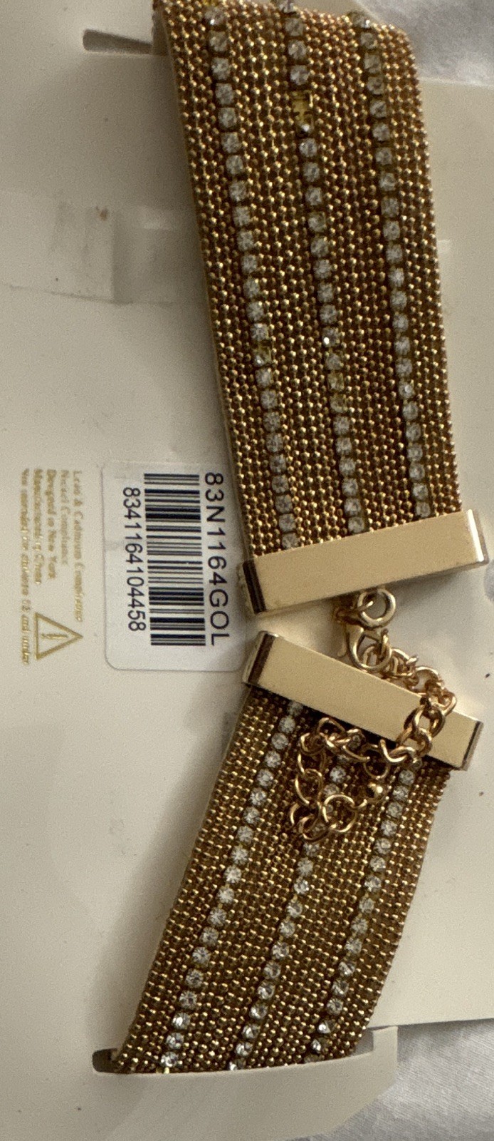 Gold Tone Multi-Strand Rhinestone Wide Choker Necklace