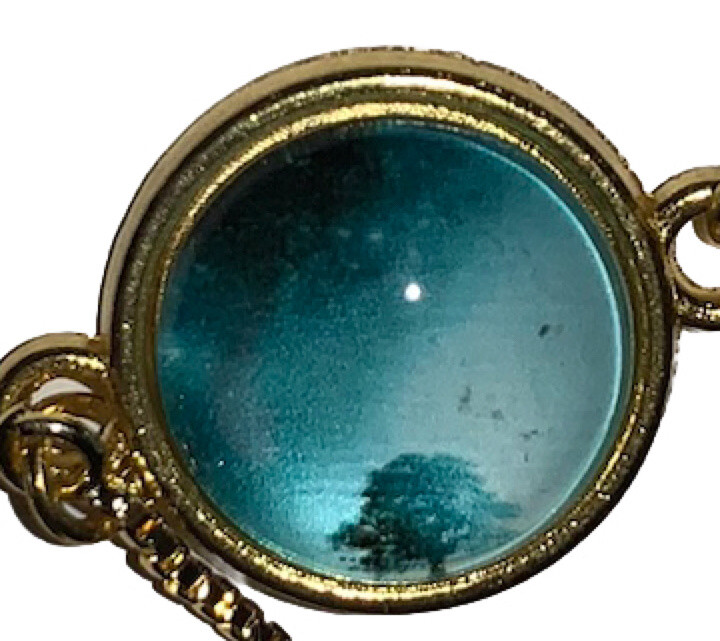 Whimsical Tree Profile On Moon Cabochon Sliding Bracelet Adjust OneSize Gift Box