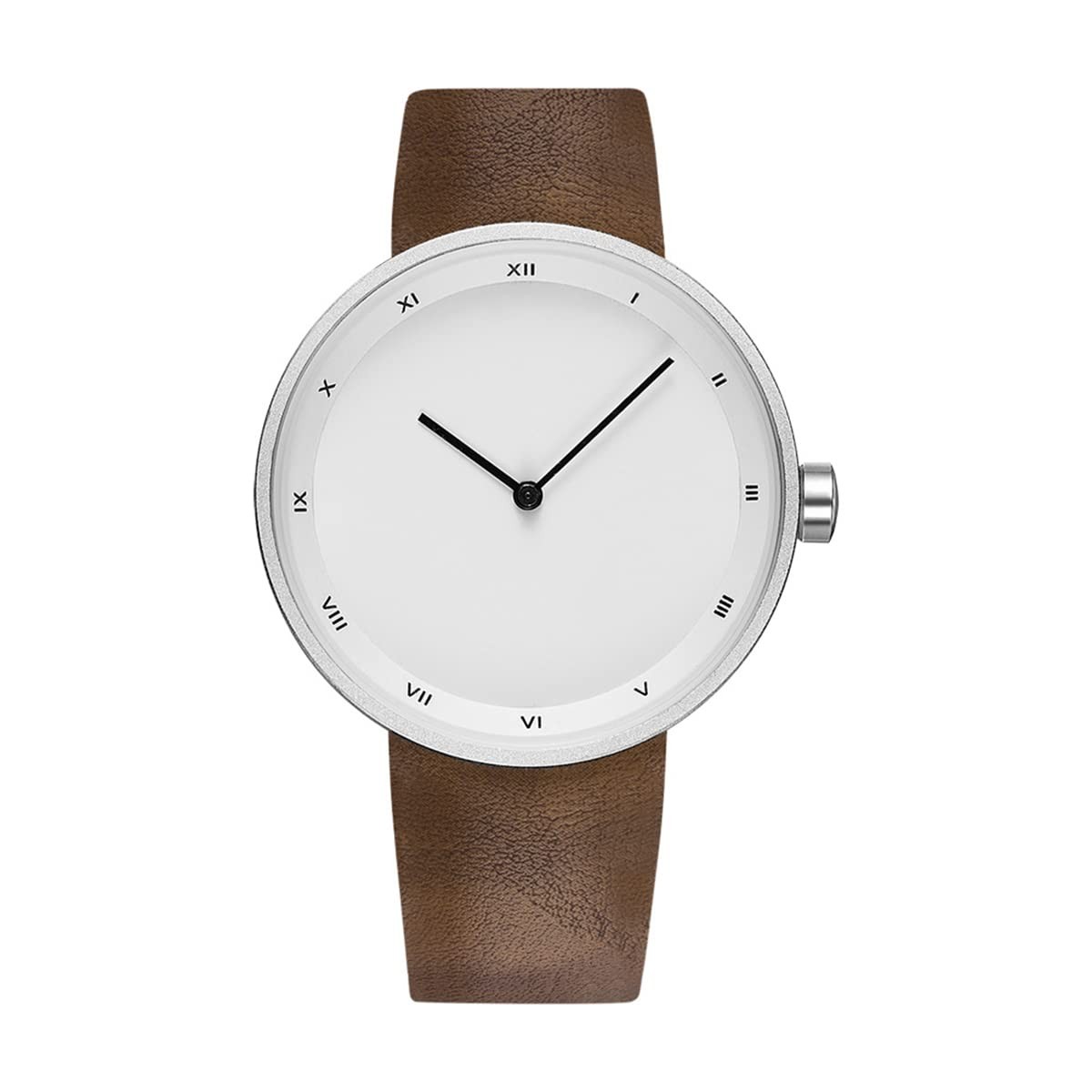 Mens Watches Ultra-Thin Minimalist Waterproof Fashion Simple 521-Silver Brown