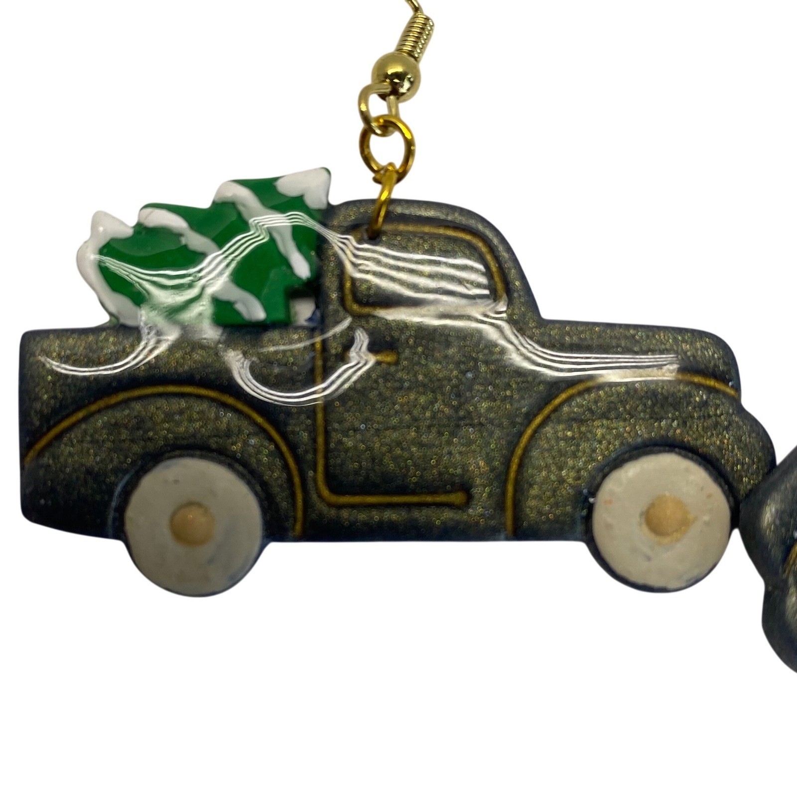 Handmade Polymer Clay Truck Christmas Tree Earrings Cute Festive Gift for Women