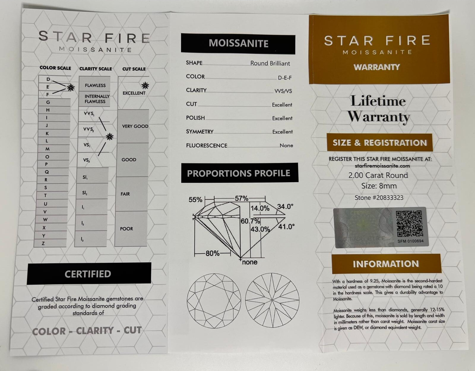 Star Fire Loose Moissanite Gemstone Round VVS1-VS2/D-E-F Sizes: 0.20 1 20 Carats