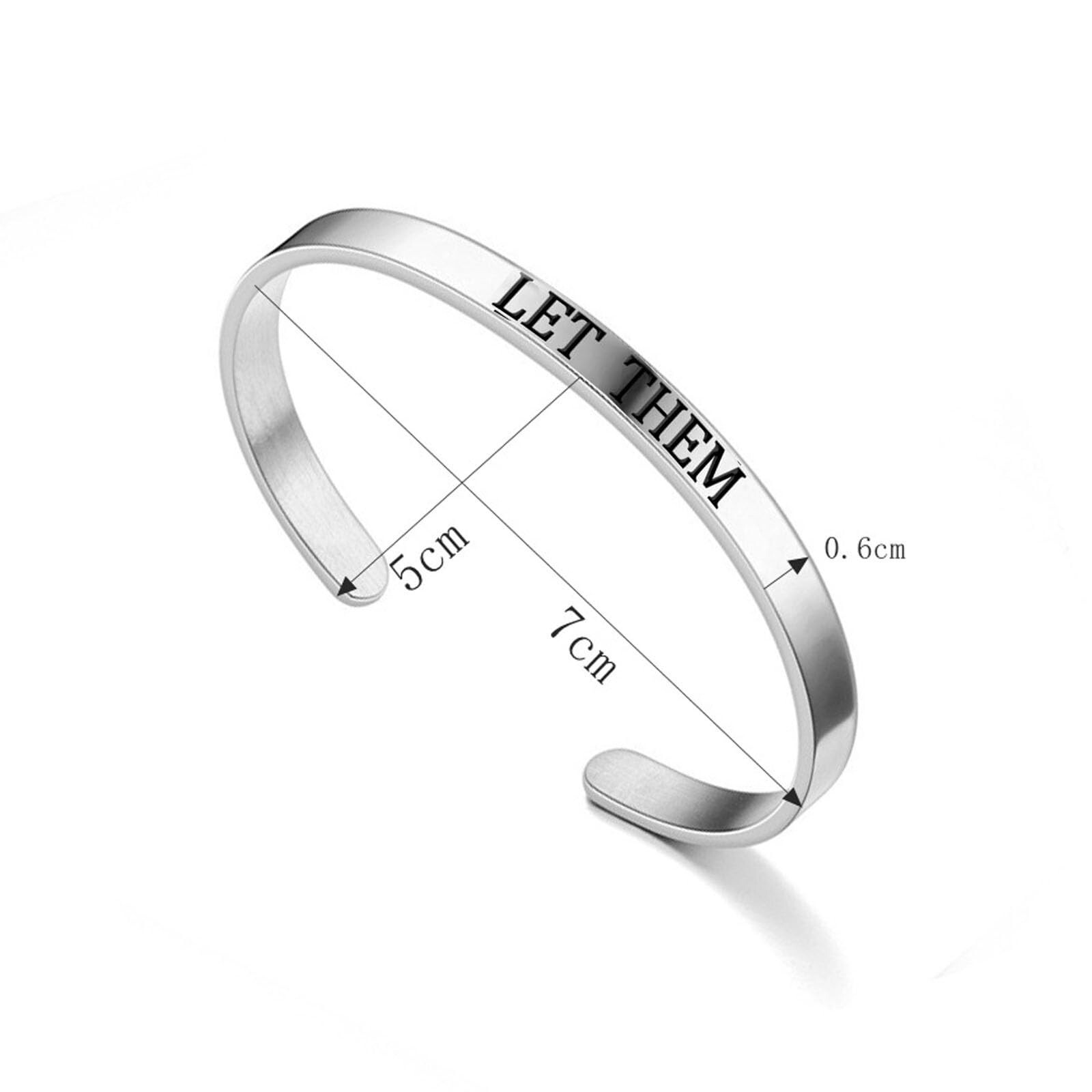 Let Them Cuff Bracelet, Self Worth Motivational Engraving Bracelets Stainless…