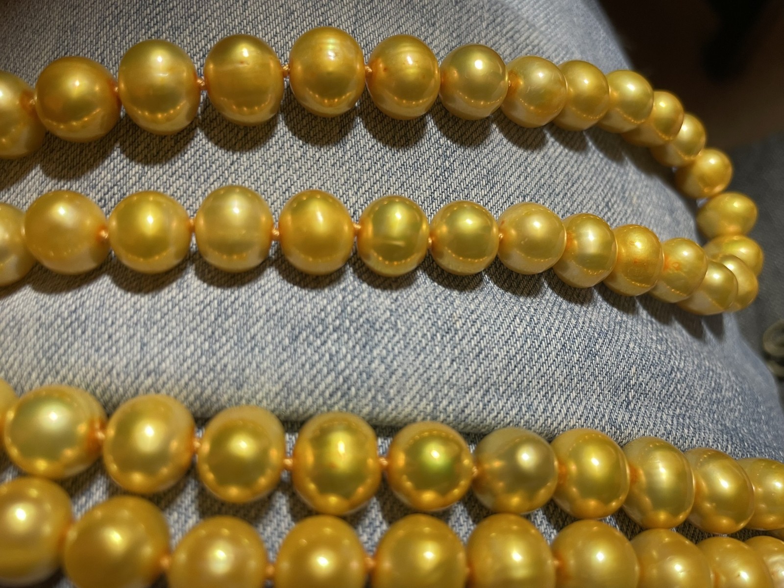 Freshwater Cultured Pearls, Long 72-inch-Loop Necklace, Approx 8-9mm, Dyed Gold