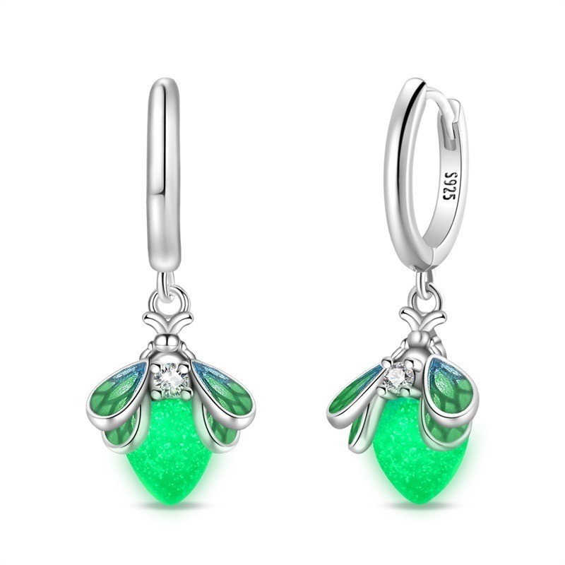 PANDACH 925 Sterling Silver Glow in the Dark Firefly Earrings For Women Jewelry