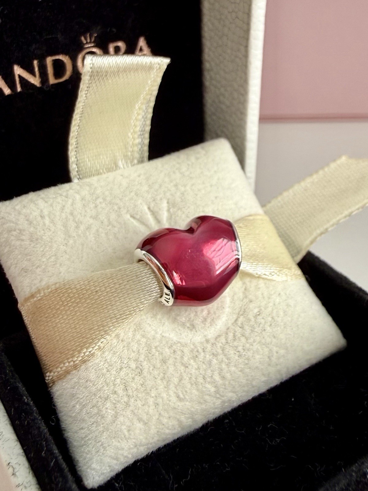 Pandora SSilver In My Heart, Fuschia Enamel Charm Valentine#791814EN62 Authentic