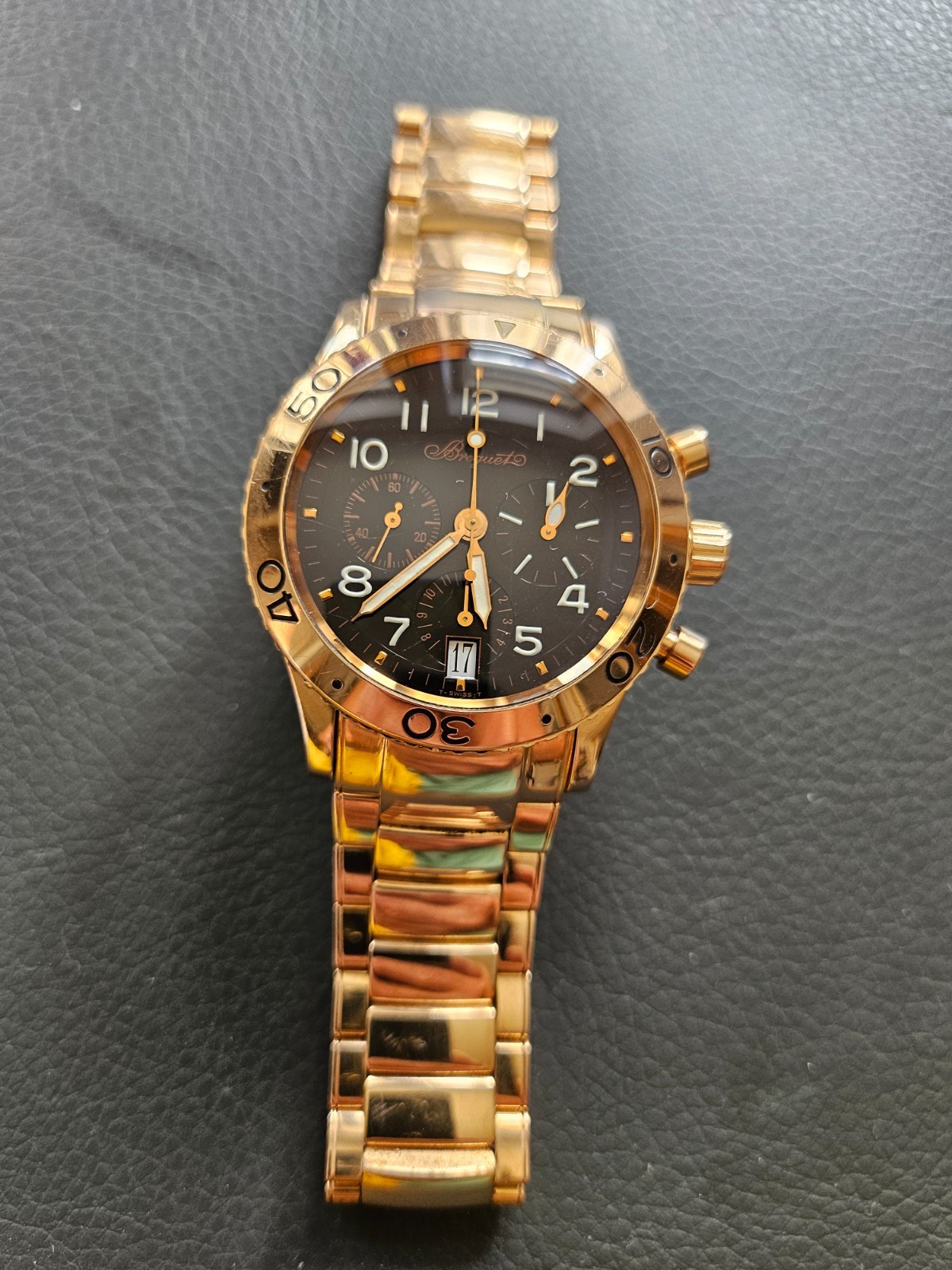 Breguet men automatic swiss made 18k rosegold, Fullgold, Chronograph, Fullset