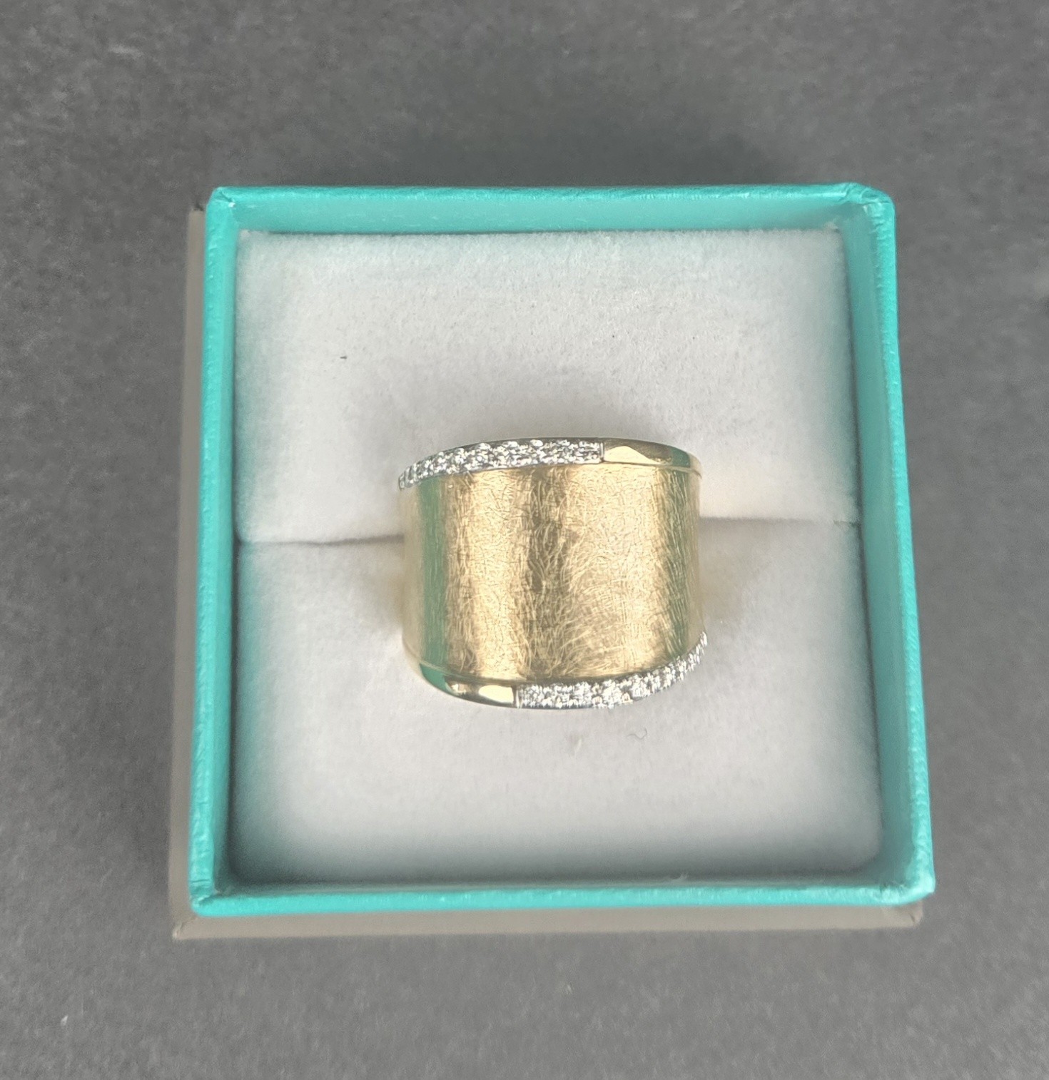 EFFY 14k Gold D’Oro Diamond H-I Accented Wide Band Ring – Size 9