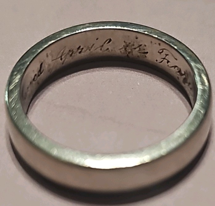14K White Gold Engraved Wedding/Anniversary Band Ring 4mm Size 29.50