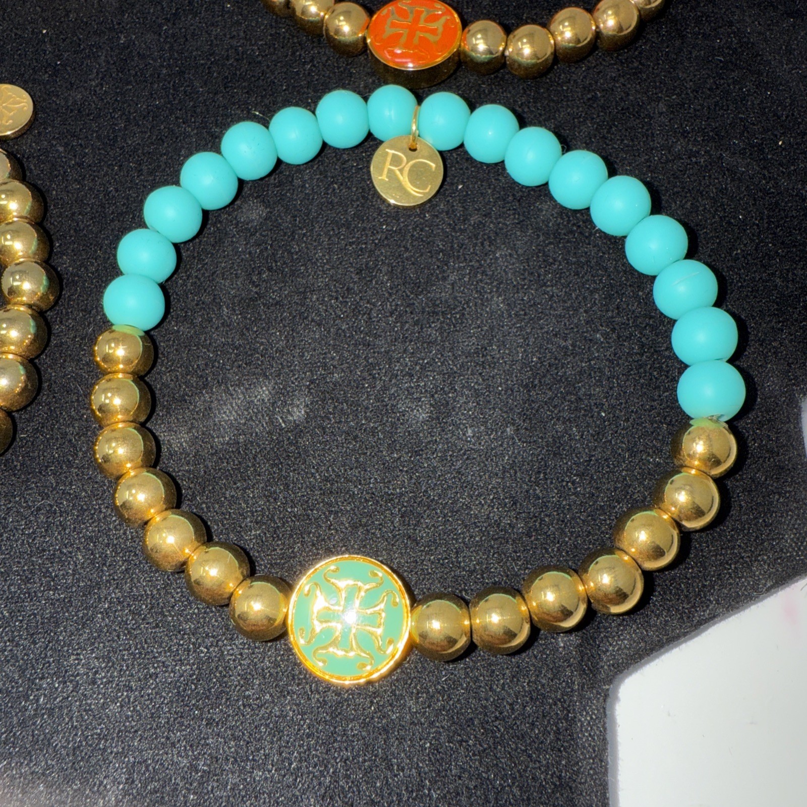 Rustic Cuff Bracelet Set Beaded Charm Stretch Colorful Gold Tone Multicolor Lot