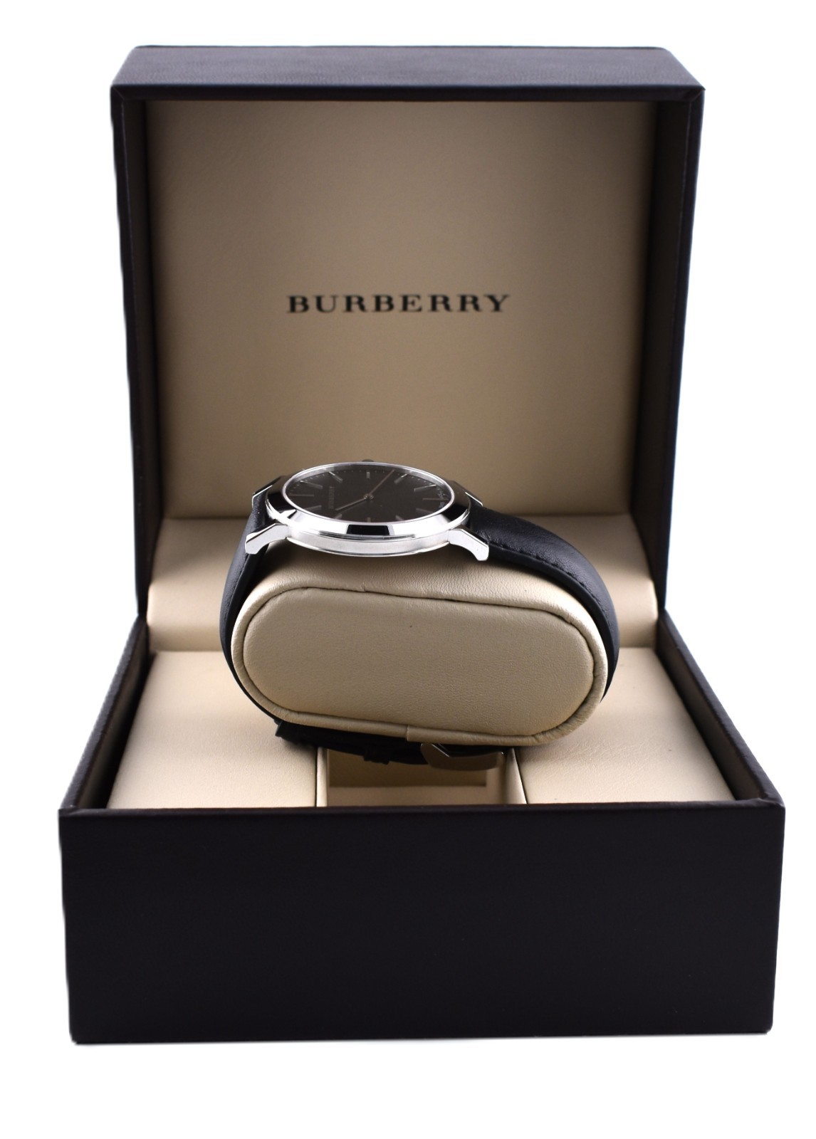 Burberry BU2351 Slim Men’s Watch 40mm Swiss Quartz Black Leather Auth
