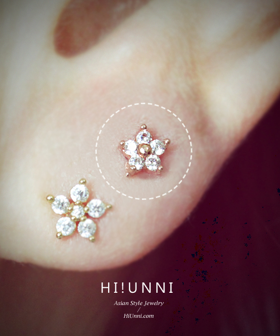 16g flower cartilage earring, helix conch tragus earrings, labret (optional),1pc
