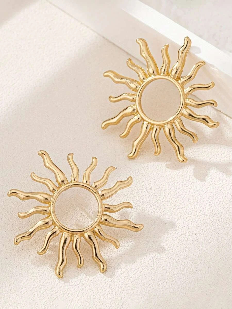 1 pair Sunflower Stud Earrings Elegant Floral Jewelry Women Gift