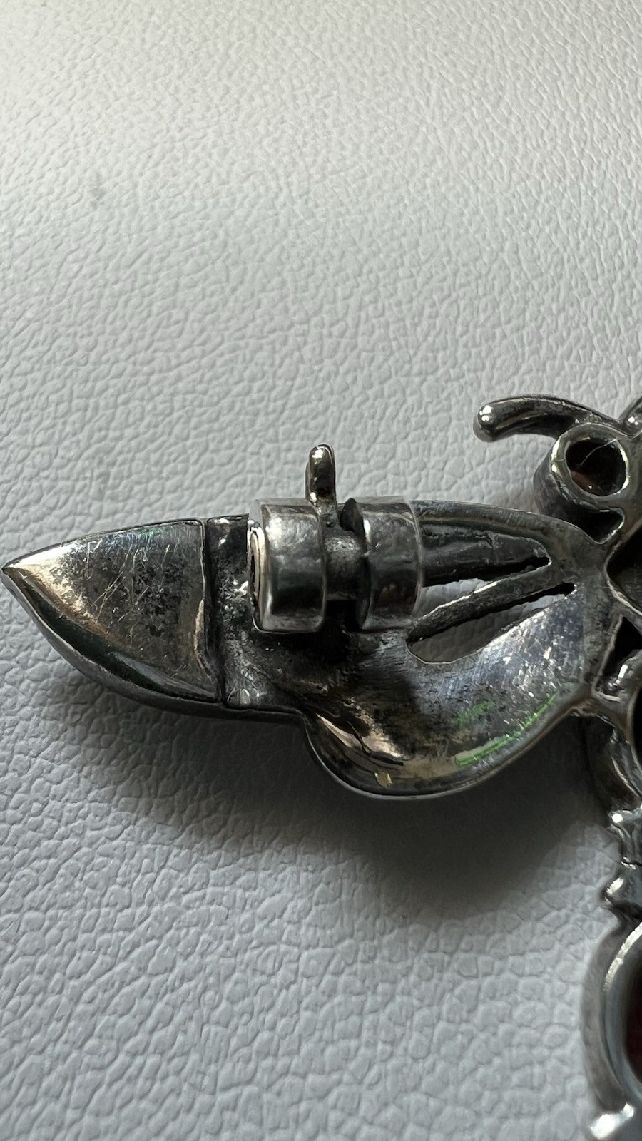 925 Silver Dragonfly Brooch Pin Enamel and Natural Stones Marcasite, 2.5 in