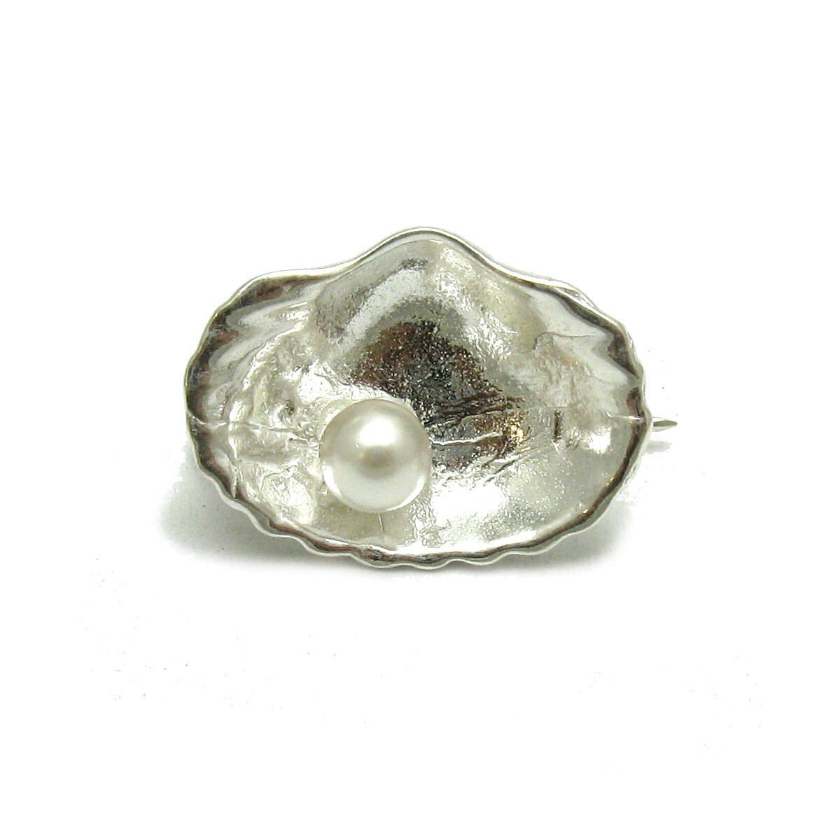Sterling Silver Brooch Shell With Pearl Solid Genuine Hallmarked 925 Nickel Free