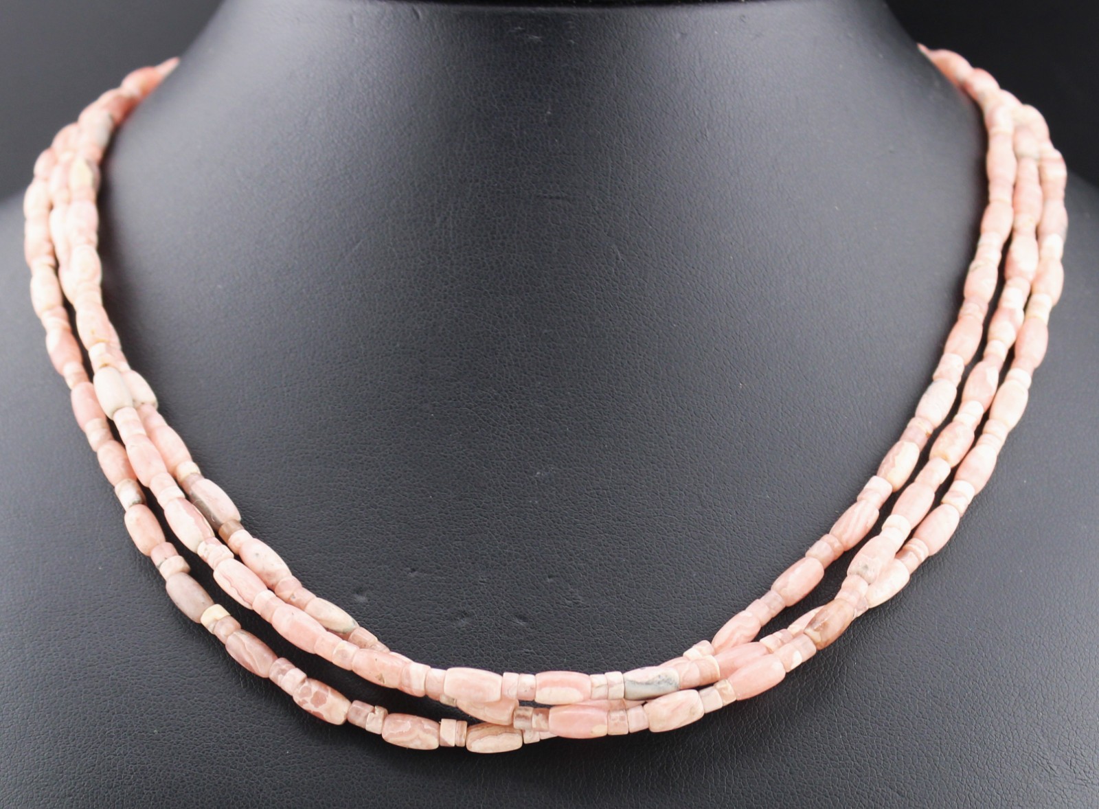 Mine Finds by Jay King Pink Rhodochrosite Layered Beads Sterling Silver Necklace