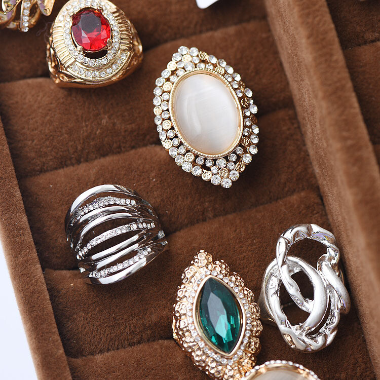 Wholesale Rhinestone Zircon Rings Mixed Women Finger Band Ring Jewelry Bulk Lots