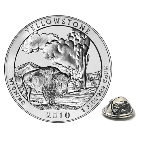 Lapel Pin Yellowstone National Park Coin Pin Uncirculated U.S. Quarter 2010
