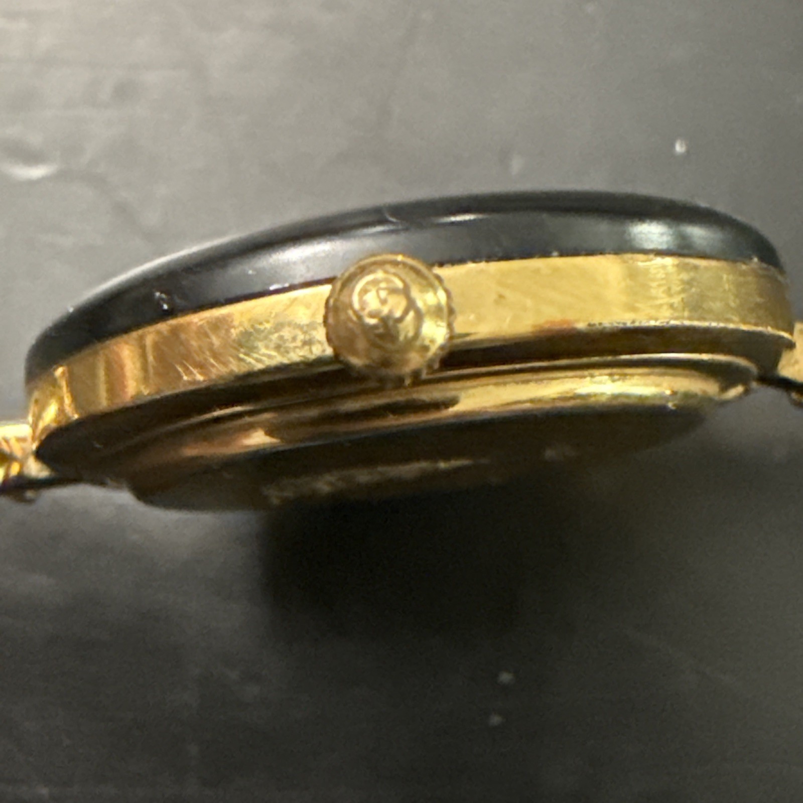 Parts Vintage GUCCI 1100-L Change Bezel Quartz Black Gold 26mm Women’s Watch