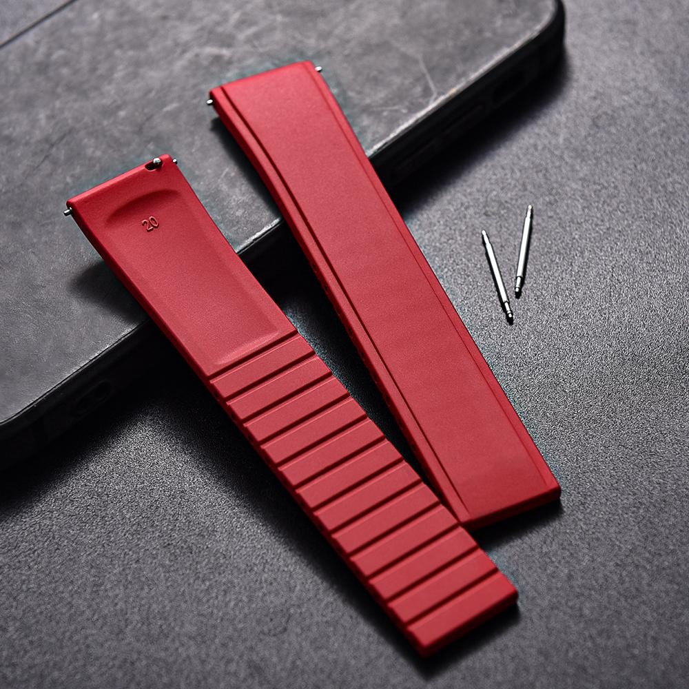 19mm 20mm 21mm 22mm CTS FKM Rubber Strap Convex Shape Quick Release Cut To Size