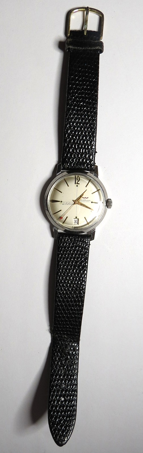 VTG 1960’s SWISS MENS WALTHAM 17’J AUTOMATIC RED POINTER 1700/01 WRISTWATCH RUNS