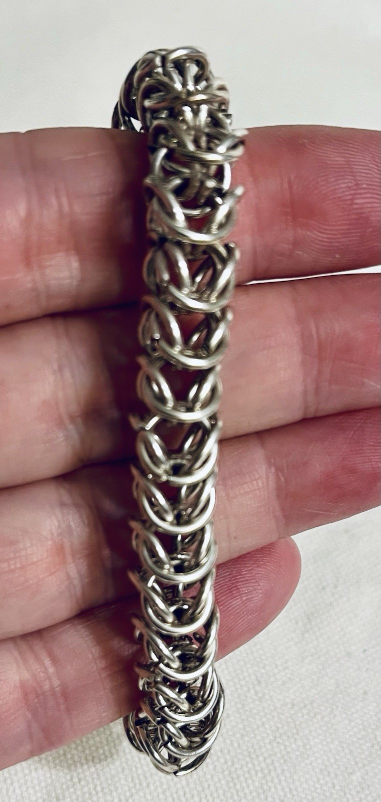 Vintage 925 Sterling Silver Unisex Chainmail Byzantine Bracelet 8.25” Sturdy 40g