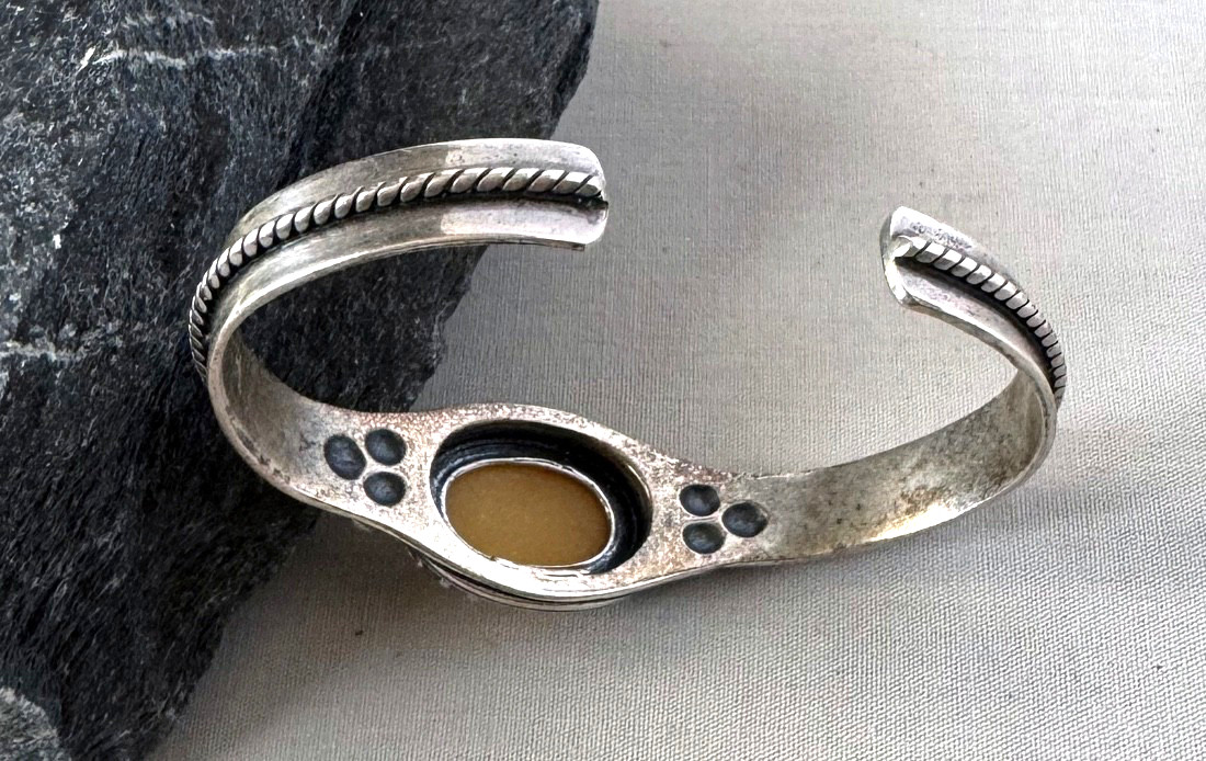 Carolyn Pollack Sterling Silver & MOP Southwestern Style Cuff Bracelet;A545