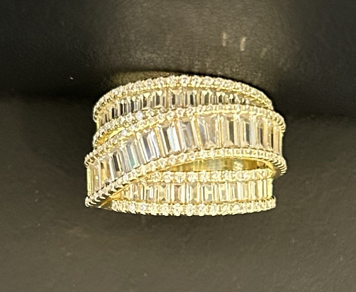 Bella Luce White CZ 18K Yellow Gold Over Sterling Silver Crossover Ring, Size 7