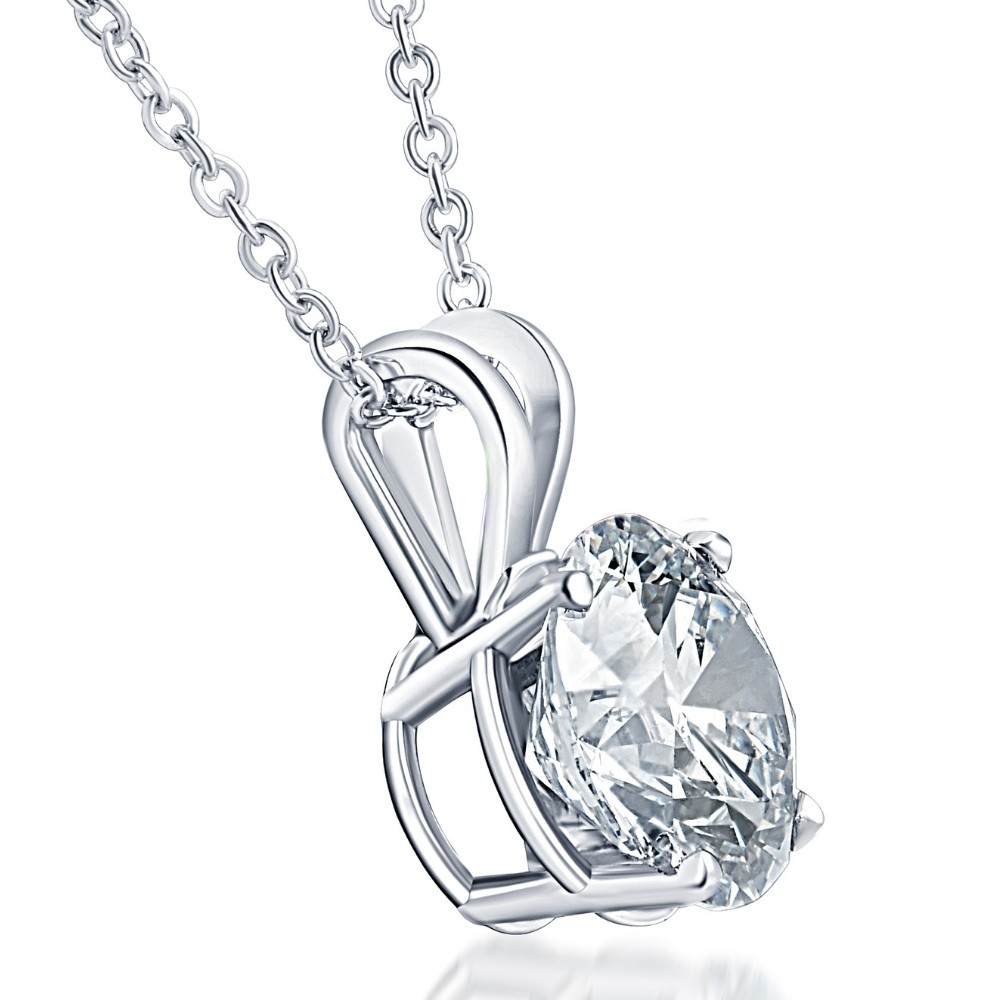 1 – 5 Ct Round Diamond 4-Prong Pendant 14k Gold Necklace Lab Grown