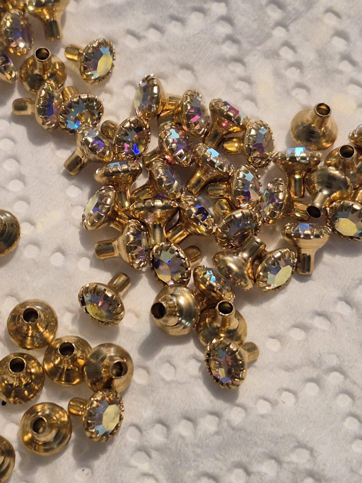 72 pc. Swarovski CRYSTAL AB Gold/brass Rim 5.5mm top Rivets for leather work