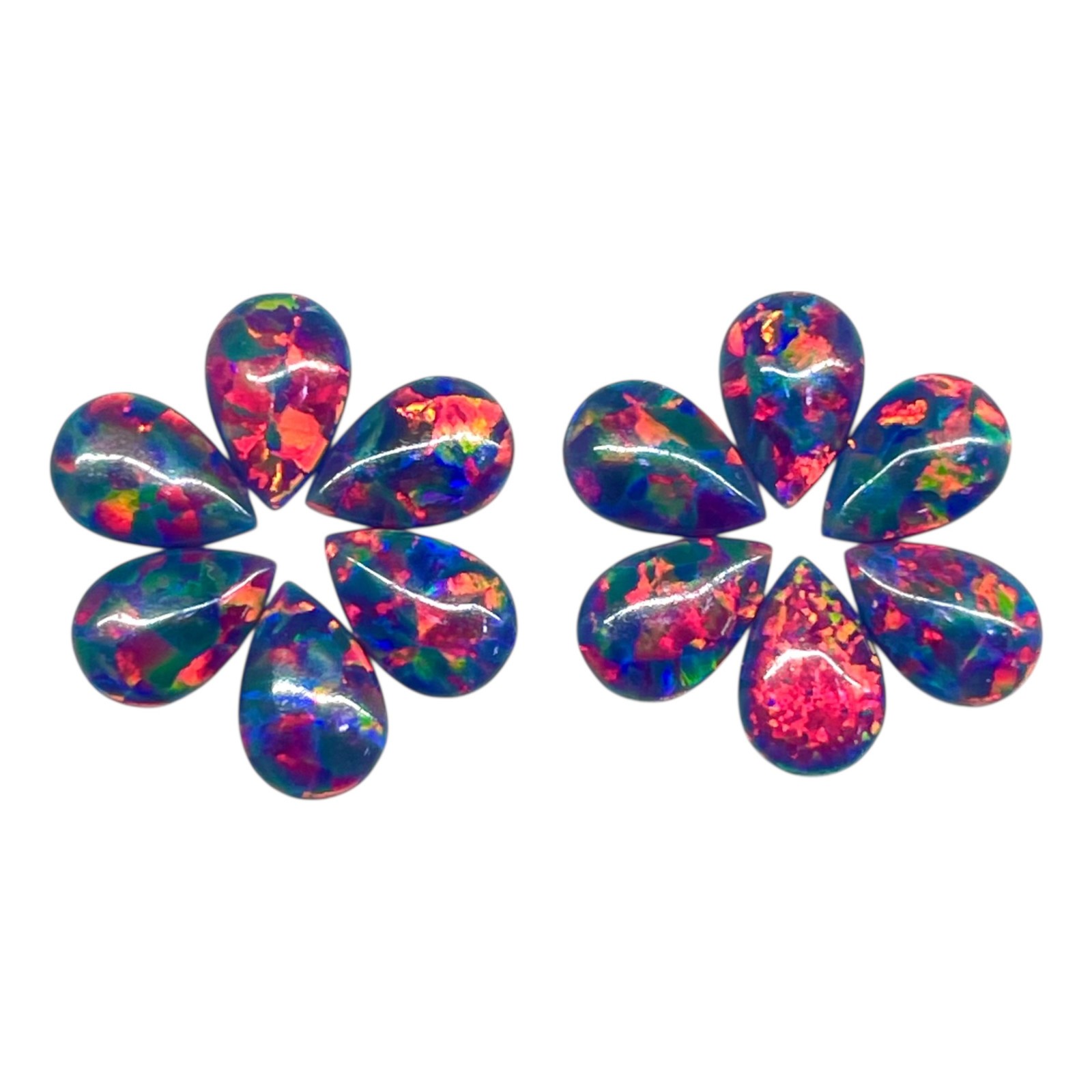 9 Pcs Australian Black Opal 6x4mm Pear AAA Quality Lab Created Gemstones Lot