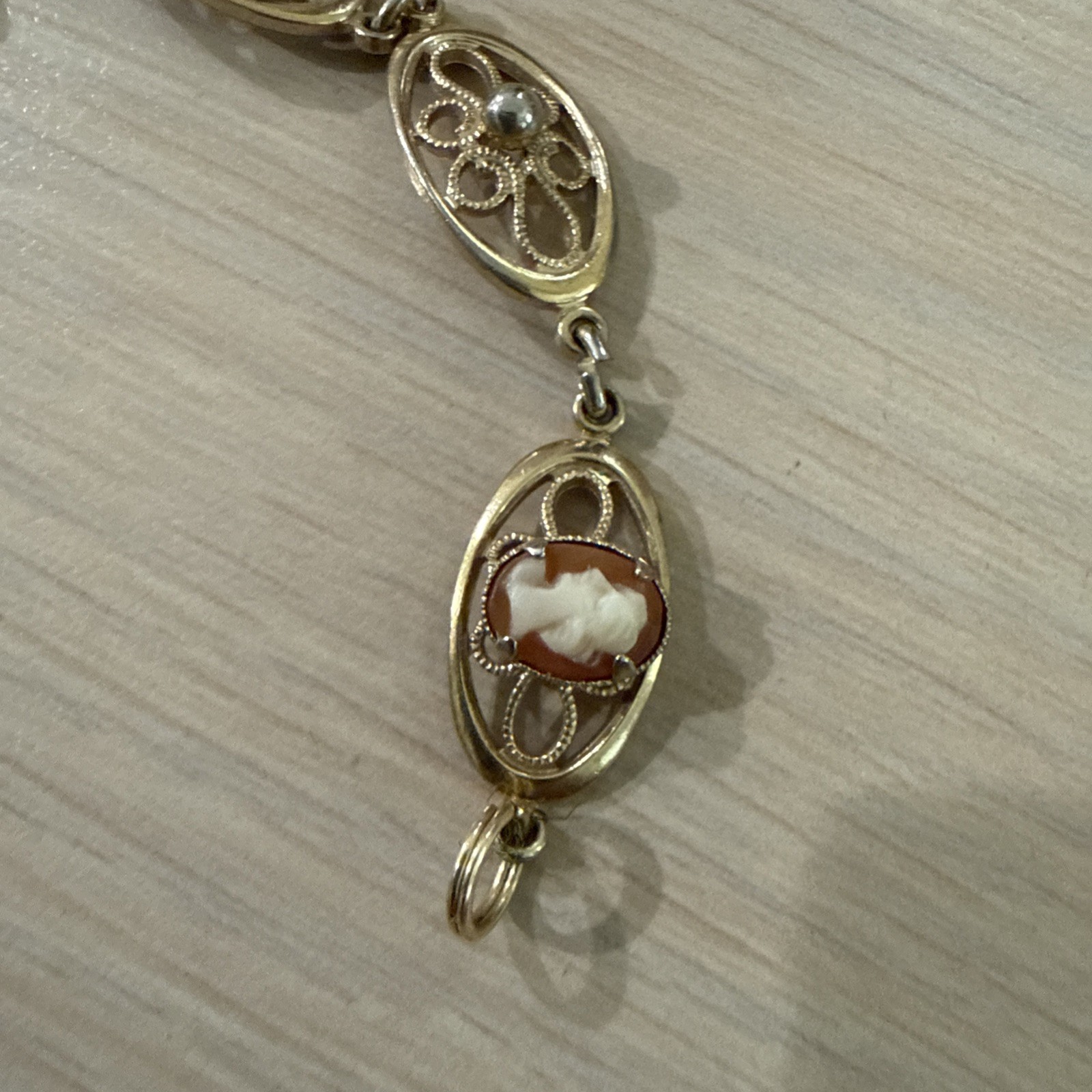 Vintage AMCO Cameo Filigree 1/20 14k Gold Filled Bracelet 7”