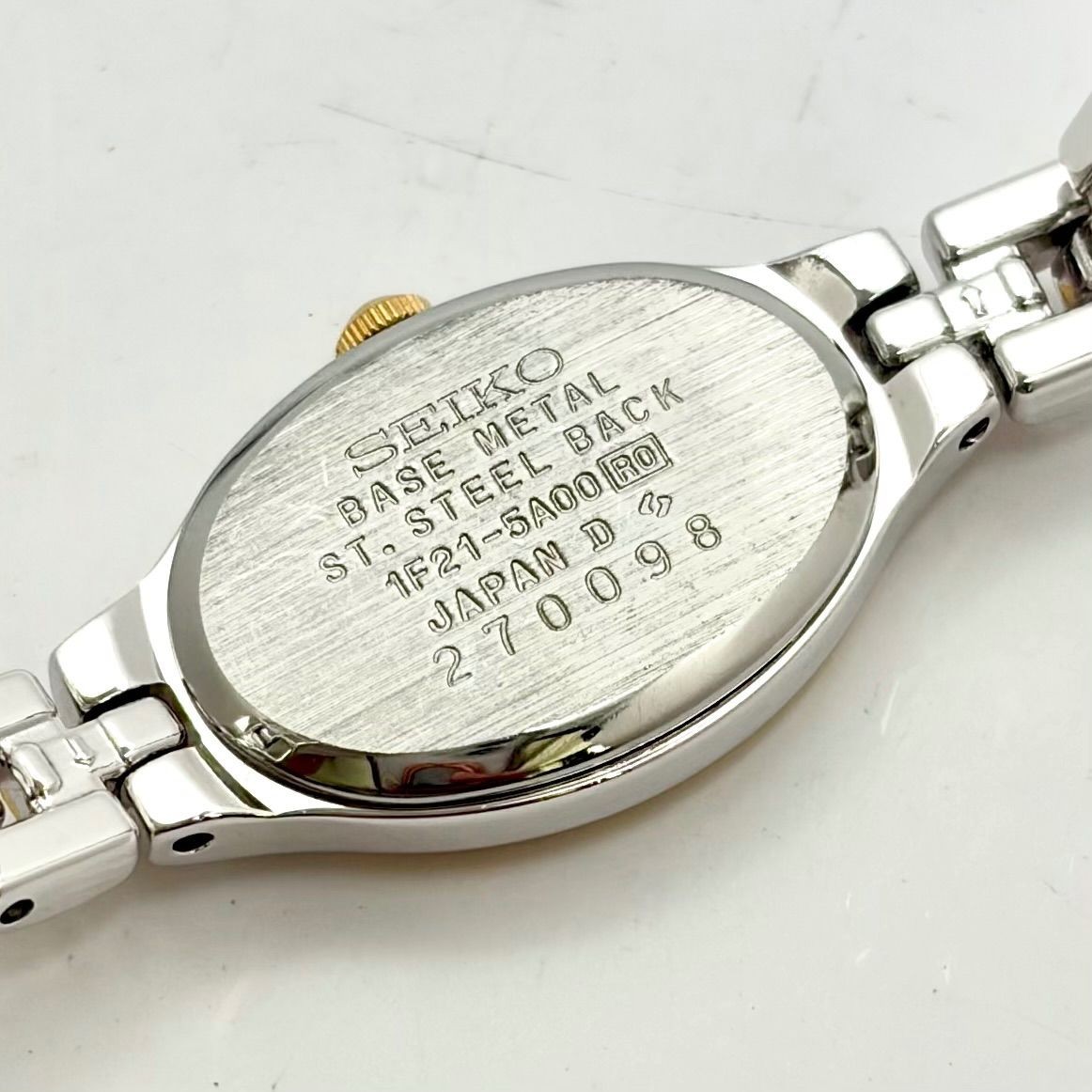 Good Condition New Battery SEIKO Ladies Wristwatch Oval 1F21 5A00 270098