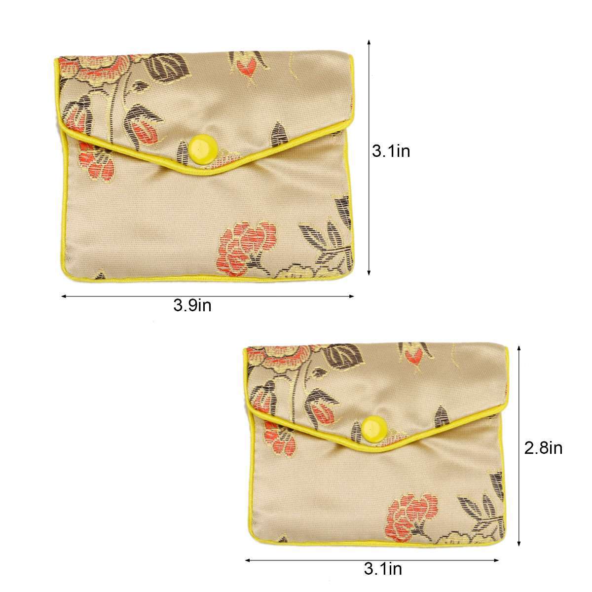 12 Fancy Silk Chinese Jewelry Purse Pouches with Zipper Gift Bag Pouch 3″ x 3.9″