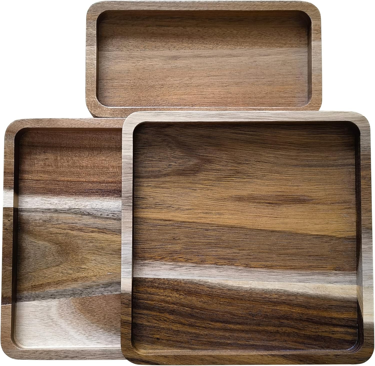Acacia Wooden Valet Tray for Men,Natural Wood Grain EDC Tray Set Catch All for K
