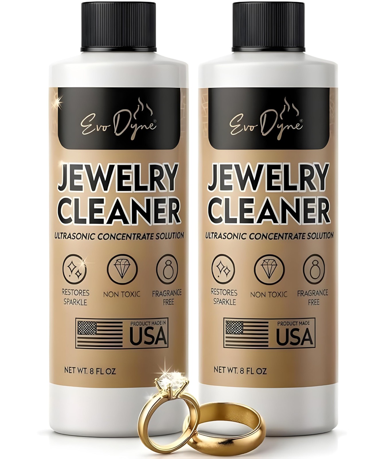 Ultrasonic Jewelry Cleaner Solution (16oz) Concentrated 8 Fl Oz (Pack of 2)